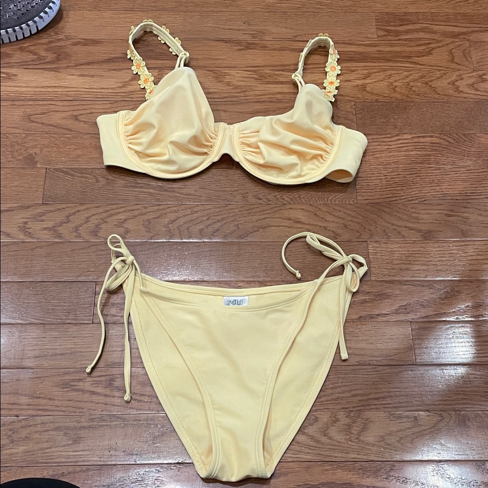 Wild Fable Yellow Bikini with Floral Straps